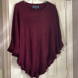 Cute Karen Scott Maroon Sweater Pancho